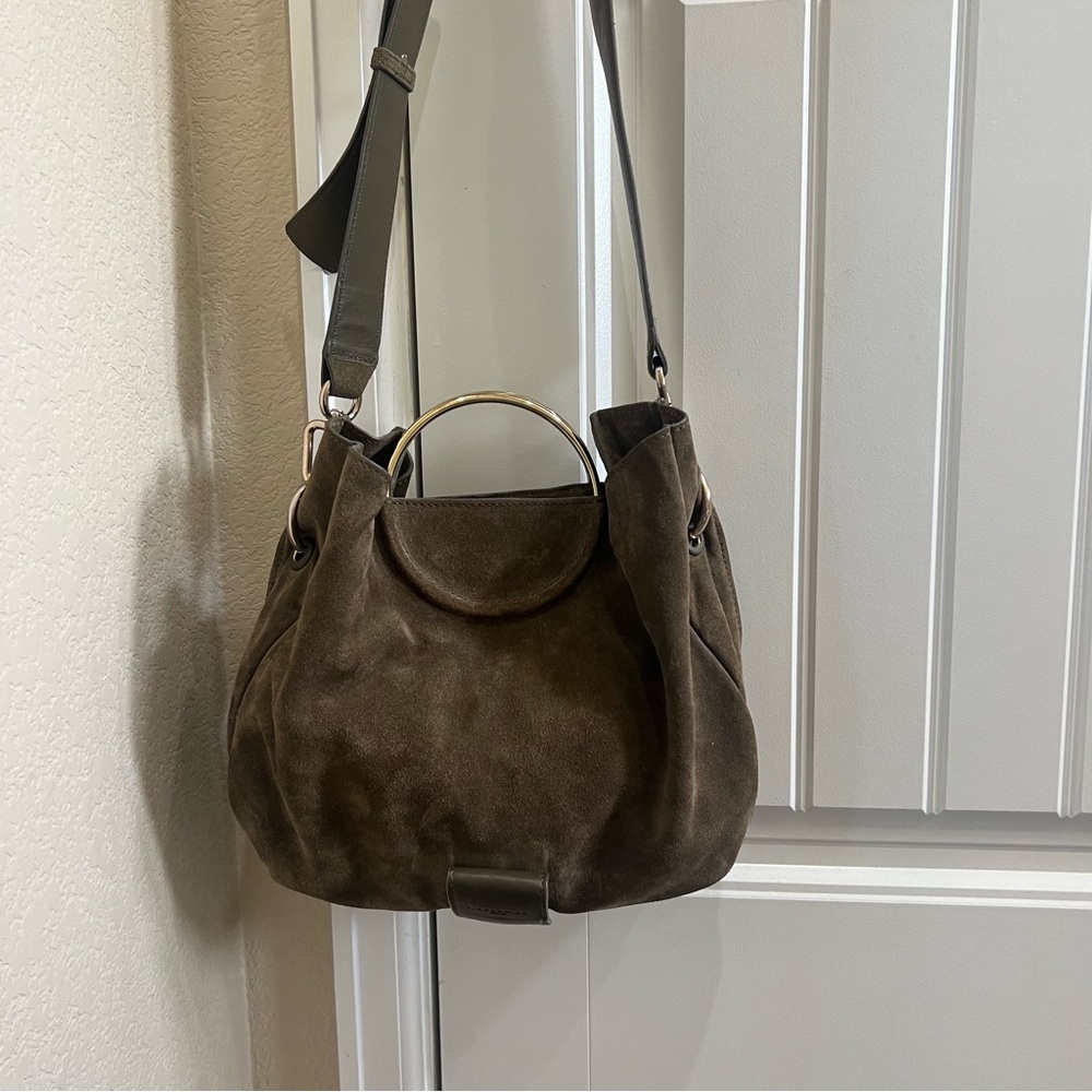 LIEBESKIND Berlin Ravenna Amal Olive Green Gold Ring Handle Cross body Bag Purse - Picture 3 of 16